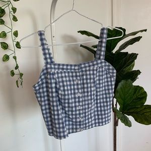 brandy melville blue and white plaid tank top